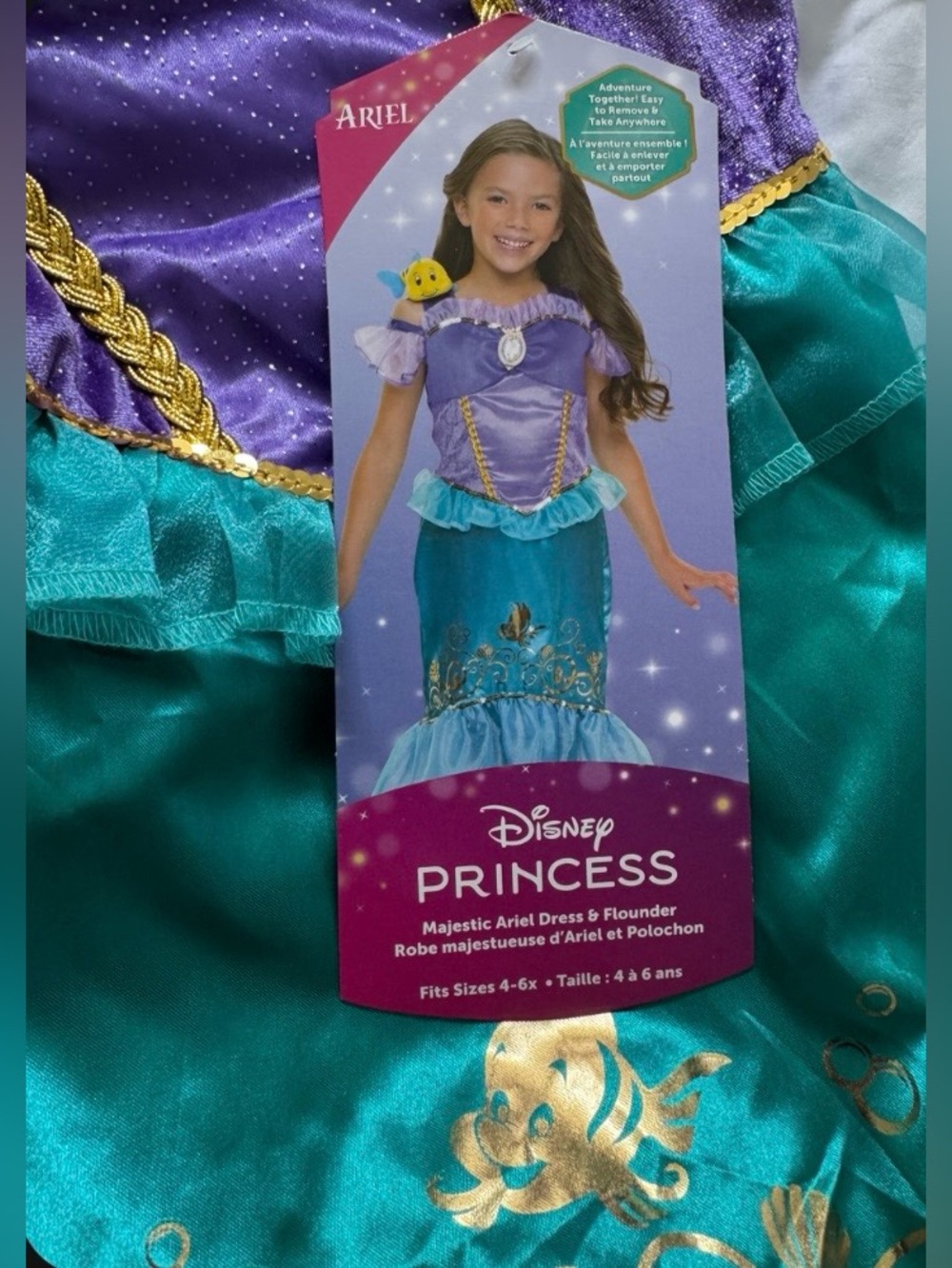 NWT Disney Princess Ariel Dress with Flounder
Shoulder Plush Costume 4-6X Age 3+ - Picture 6 of 13